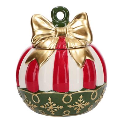 CONTENITORE IN CERAMICA FORMA PALLINA DI NATALE 16X16X17,5CM
