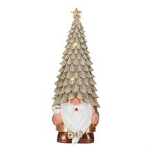 GNOMO NATALIZIO CON ALBERO SULLA TESTA AVORIO CON LED 29,5X11CM