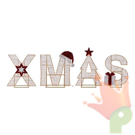 SCRITTA LUMINOSA LED XMAS ORO ROSSA BIANCA 477X150CM