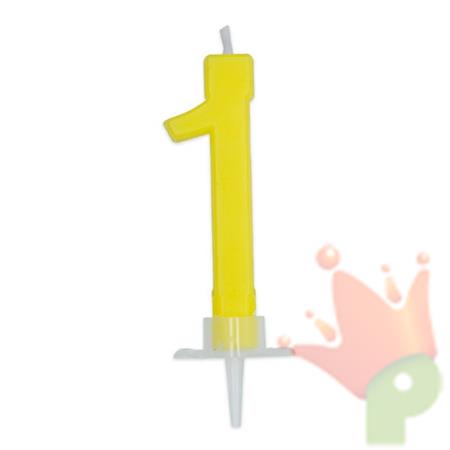 CANDELINA NUMERO 1 CERA ITALIC GIALLO 7CM