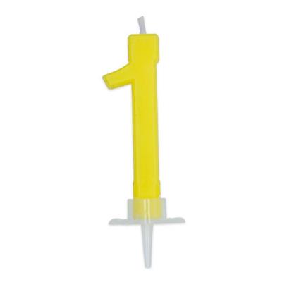 CANDELINA NUMERO 1 CERA ITALIC GIALLO 7CM