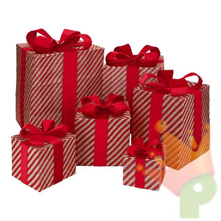 PACCHI REGALO CON FIOCCO ORO/ROSSO 6PZ