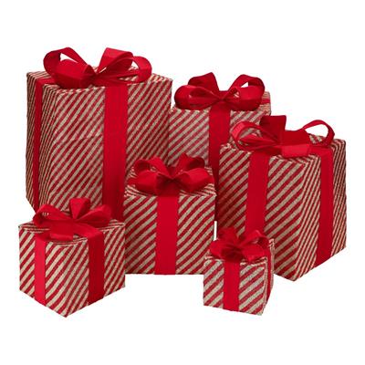 PACCHI REGALO CON FIOCCO ORO/ROSSO 6PZ