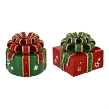 PACCHI REGALO CON FIOCCO IN FERRO VERDE/ROSSO 11X21X9CM 2ASS