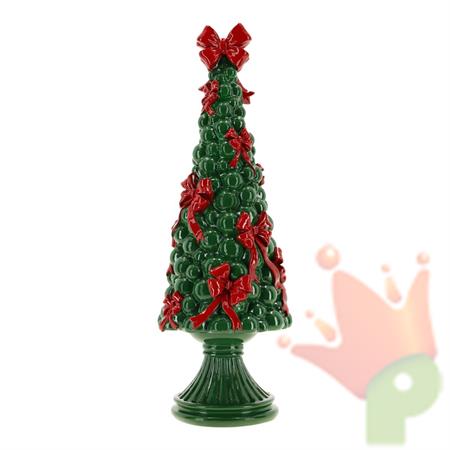 ALBERO DI NATALE VERDE CON FIOCCHI ROSSI 13,5X13X38CM