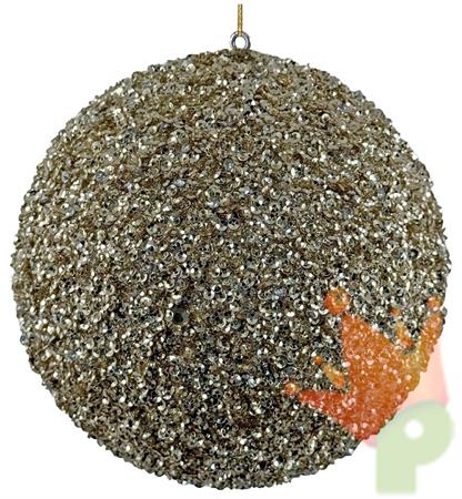PALLINA DI NATALE CON PERLINE CHAMPAGNE 12CM