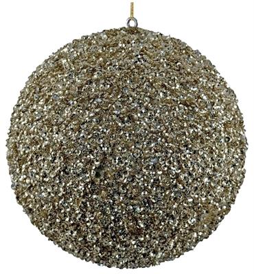 PALLINA DI NATALE CON PERLINE CHAMPAGNE 12CM