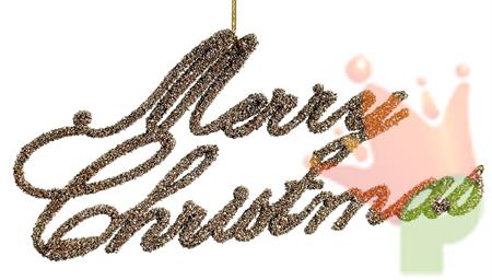SCRITTA MERRY CHRSTIMAS GLITTERATA CHAMPAGNE 25CM