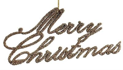 SCRITTA MERRY CHRSTIMAS GLITTERATA CHAMPAGNE 25CM