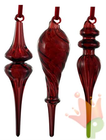PENDENTE IN VETRO GOCCIA BORDEAUX 15CM 3ASS