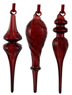 PENDENTE IN VETRO GOCCIA BORDEAUX 15CM 3ASS