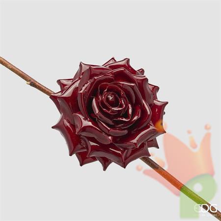 ROSA CON CLIP BORDEAUX LUCIDO 16CM