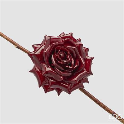 ROSA CON CLIP BORDEAUX LUCIDO 16CM