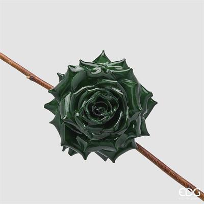 ROSA CON CLIP VERDE LUCIDO 16CM