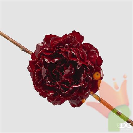 PEONIA CON CLIP BORDEAUX LUCIDO 17CM