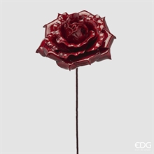 ROSA CON RAMO BORDEAUX LUCIDO 60CM