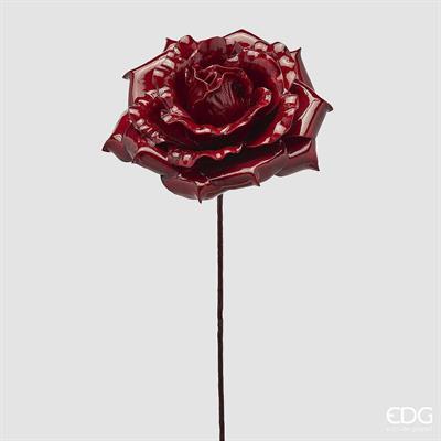 ROSA CON RAMO BORDEAUX LUCIDO 60CM