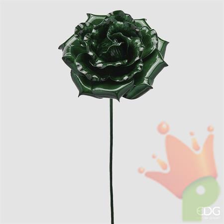 ROSA CON RAMO VERDE LUCIDO 60CM