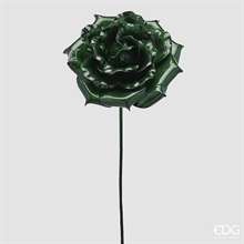 ROSA CON RAMO VERDE LUCIDO 60CM