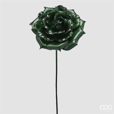 ROSA CON RAMO VERDE LUCIDO 60CM