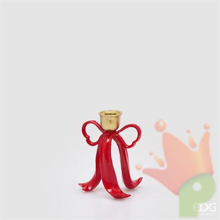 PORTACANDELA FIOCCO ROSSO 16CM
