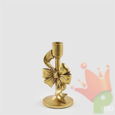 PORTACANDELA CON FIOCCO ORO 22CM
