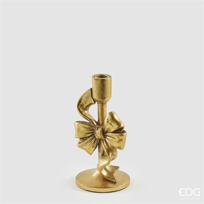 PORTACANDELA CON FIOCCO ORO 22CM