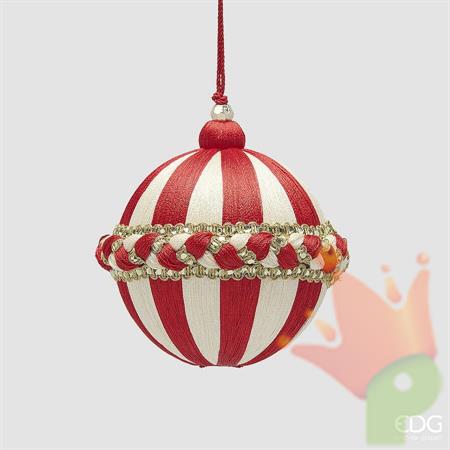 PALLINA DI NATALE TRECCIA BIANCO/ROSSO 10CM