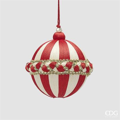PALLINA DI NATALE TRECCIA BIANCO/ROSSO 10CM