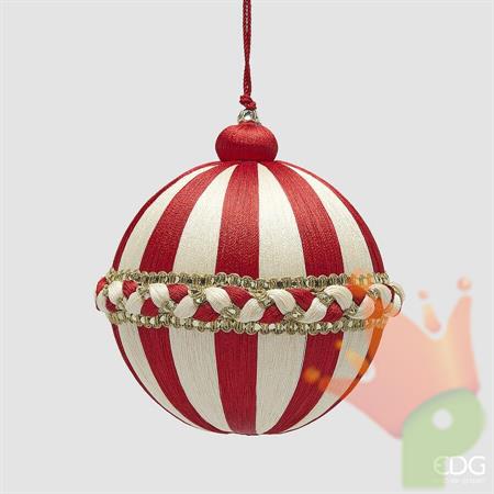 PALLINA DI NATALE TRECCIA BIANCO/ROSSO 12CM