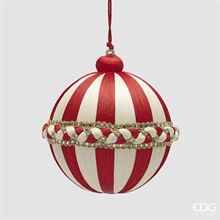 PALLINA DI NATALE TRECCIA BIANCO/ROSSO 12CM