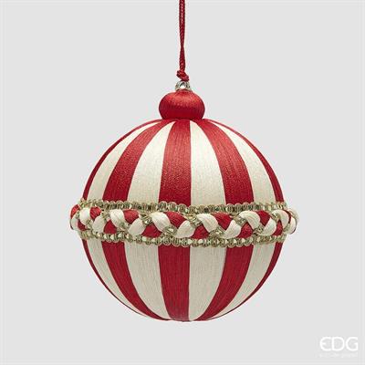 PALLINA DI NATALE TRECCIA BIANCO/ROSSO 12CM