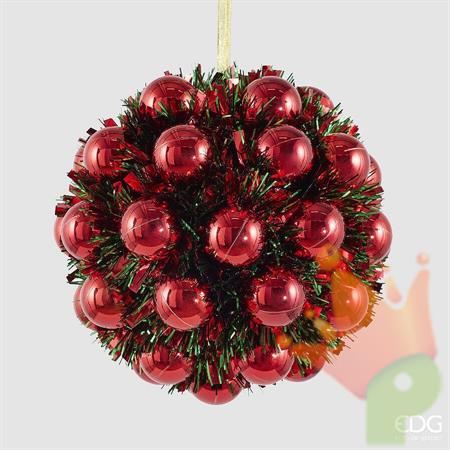 PALLINA DI NATALE CON PALLINE ROSSO 20CM