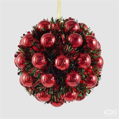 PALLINA DI NATALE CON PALLINE ROSSO 20CM