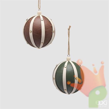 PALLINA DI NATALE IN PELLE 10CM 2ASS