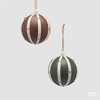 PALLINA DI NATALE IN PELLE 10CM 2ASS