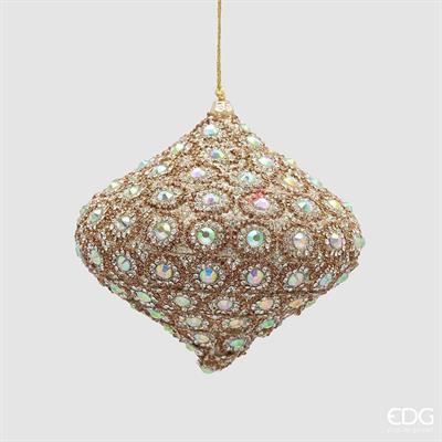 PENDENTE TROTTOLA CON PERLINE ORO 10CM
