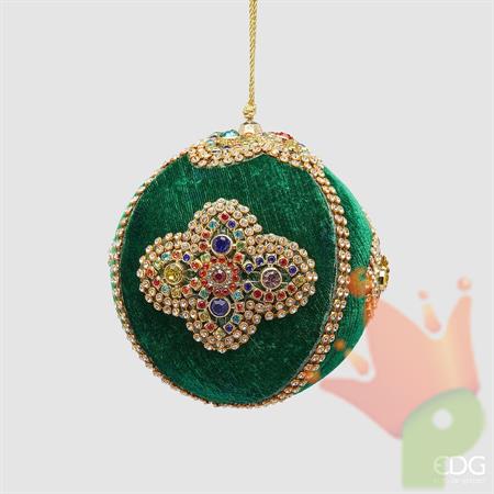 PALLINA DI NATALE CON GEMME DECORATIVE VERDE 10CM