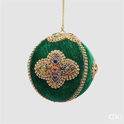 PALLINA DI NATALE CON GEMME DECORATIVE VERDE 10CM