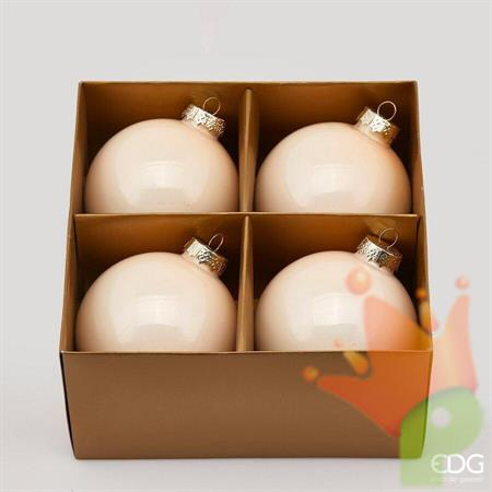 PALLINE DI NATALE IN VETRO CHAMPAGNE 10CM 4PZ