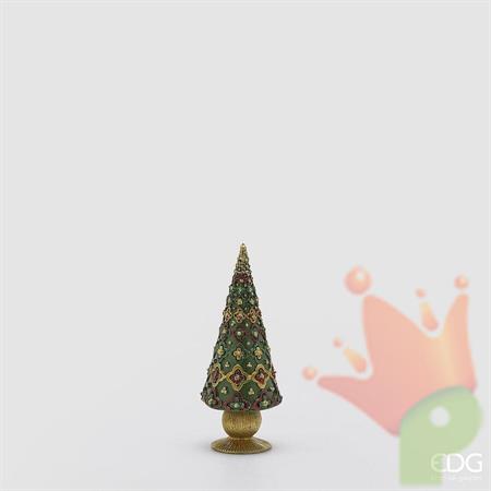 ALBERO DI NATALE CONO VERDE DECORATO GLITTERATO 18CM