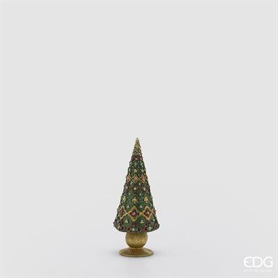 ALBERO DI NATALE CONO VERDE DECORATO GLITTERATO 18CM