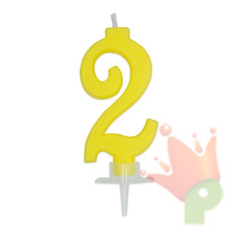 CANDELINA NUMERO 2 CERA ITALIC GIALLO 7CM