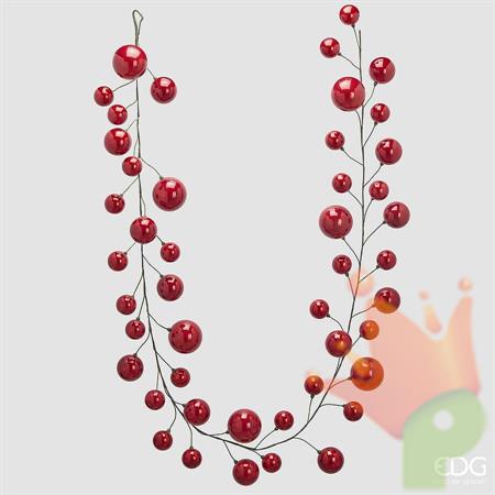 GHIRLANDA DI PALLINE ROSSO LUCIDO 280CM