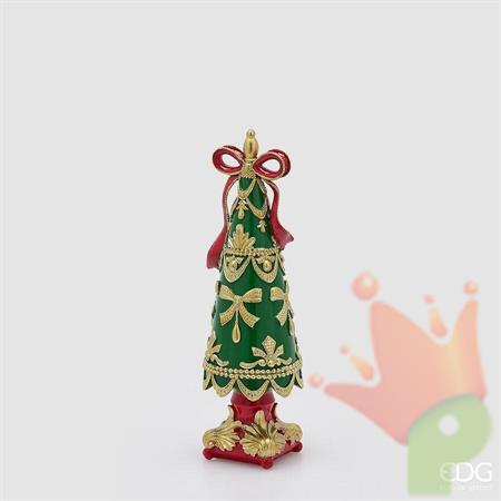 ALBERO DI NATALE DECORATO CON FIOCCHI VERDE/ROSSO 30CM