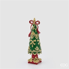 ALBERO DI NATALE DECORATO CON FIOCCHI VERDE/ROSSO 30CM