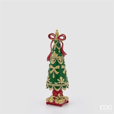 ALBERO DI NATALE DECORATO CON FIOCCHI VERDE/ROSSO 30CM