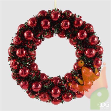 GHIRLANDA FUORIPORTA CON PALLINE ROSSO 32CM