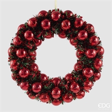 GHIRLANDA FUORIPORTA CON PALLINE ROSSO 32CM