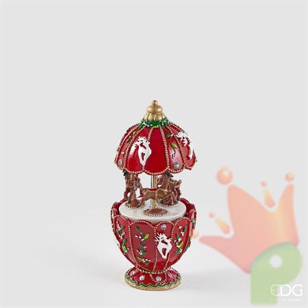 CARILLON GIOSTRA CON RENNE ROSSO 17CM